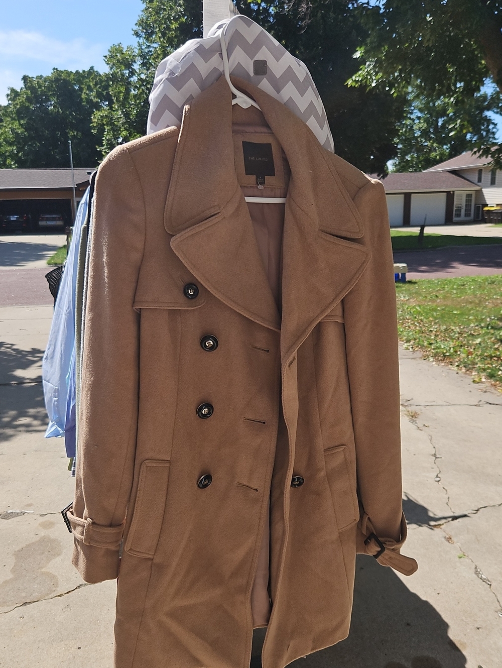 The Limited Tan Double-Breasted Wool-Blend Pea Coat